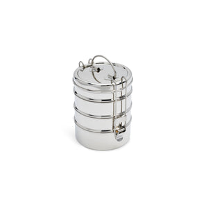 4-Tier Stacked Food Carrier | Stainless Steel Classic Tiffin Style Lunch Box